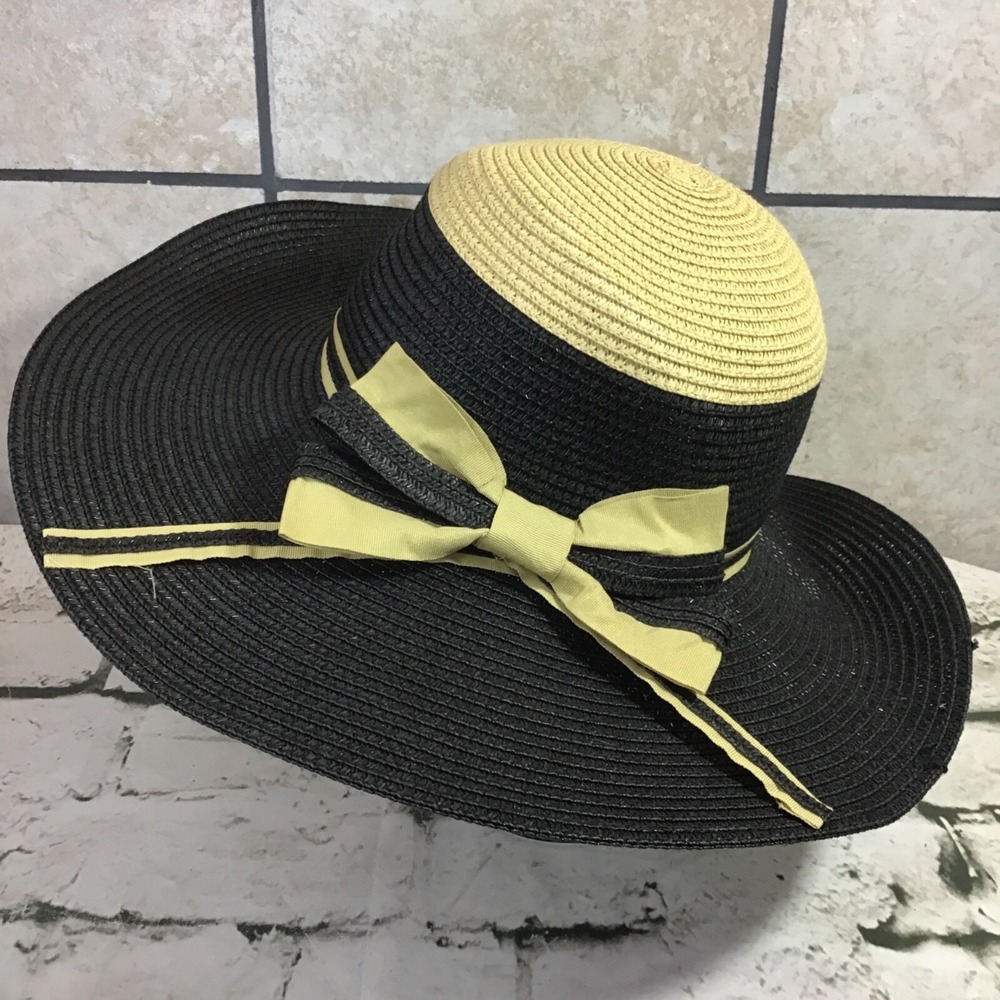 Magid Sun Hat Womens One Size 100% Woven Paper Wide Brim With Bow